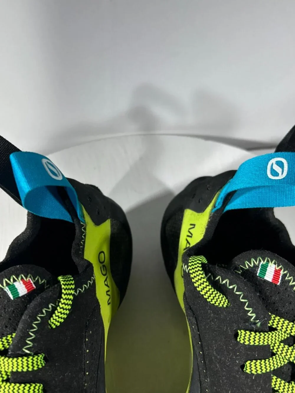 Scarpa Mago Womens Rock Climbing Shoes Size 6.5 EU 37.5 Black Green Lace - ITALY